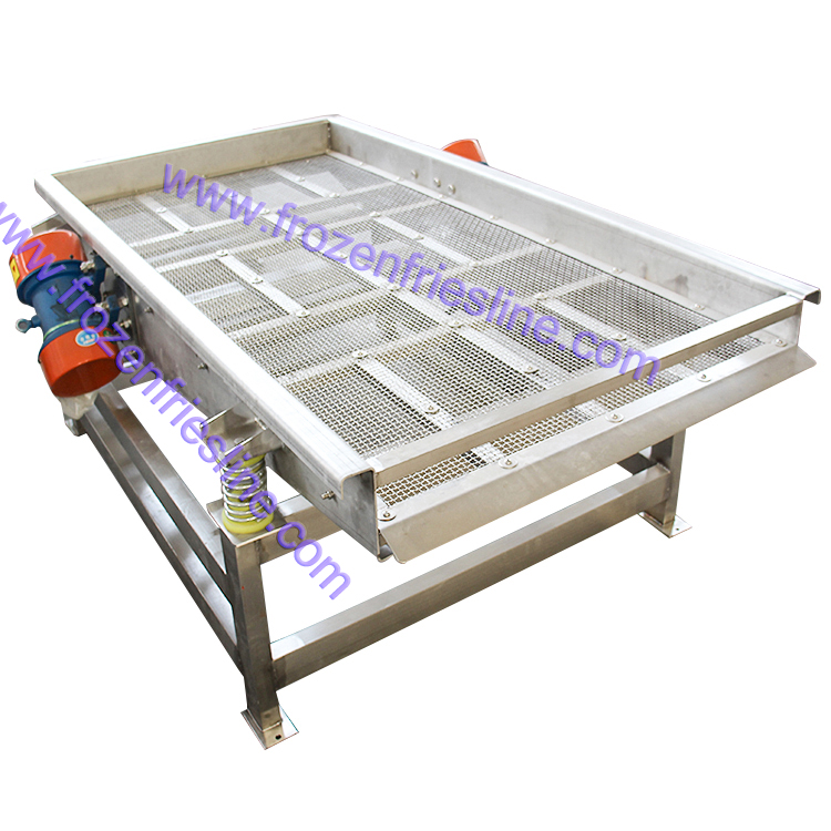 Dewatering and deoiling machine for French fry processing line, vibrating dehydrator for vegetable processing machine